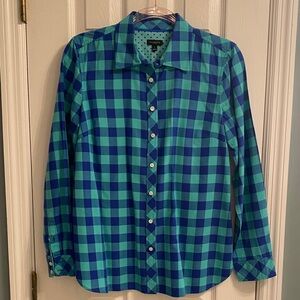 Talbots Size Small Blue & Green Buffalo Check Shirt - Excellent Condition
